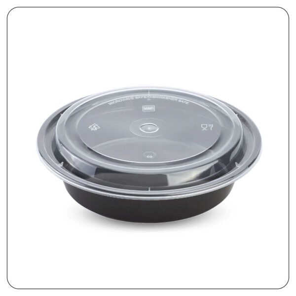 Round Black Takeout Containers 32 Oz With Lids - Image 2
