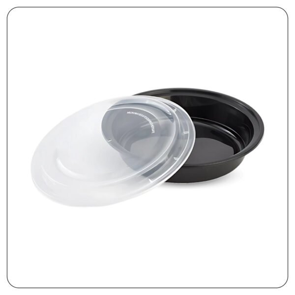 Round Black Takeout Containers 48 Oz With Lids