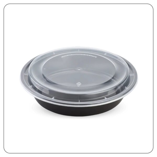 Round Black Takeout Containers 48 Oz With Lids - Image 2