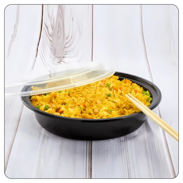 Round Black Takeout Containers 48 Oz With Lids - Image 5