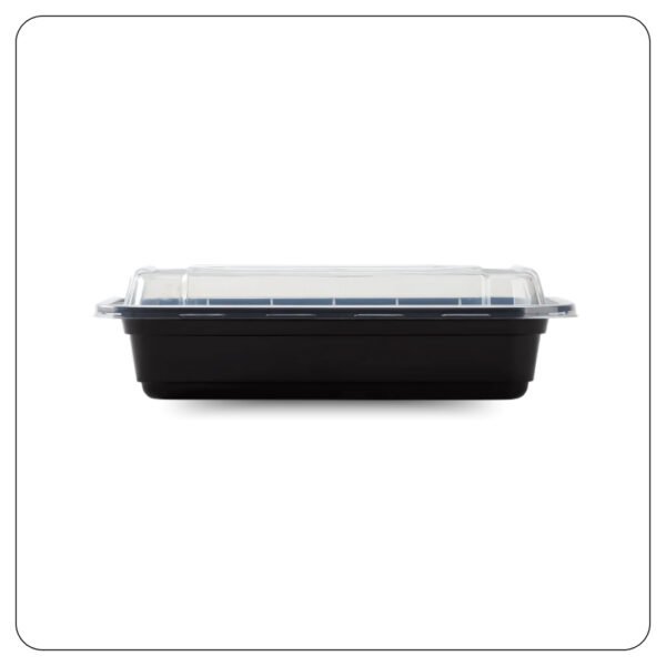 Microwaveable Rectangular Black Food Containers 16 Oz With Lids - Image 3