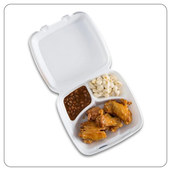9x9 / Hinge Container Foam  Lid / 3 Compartment - Image 3
