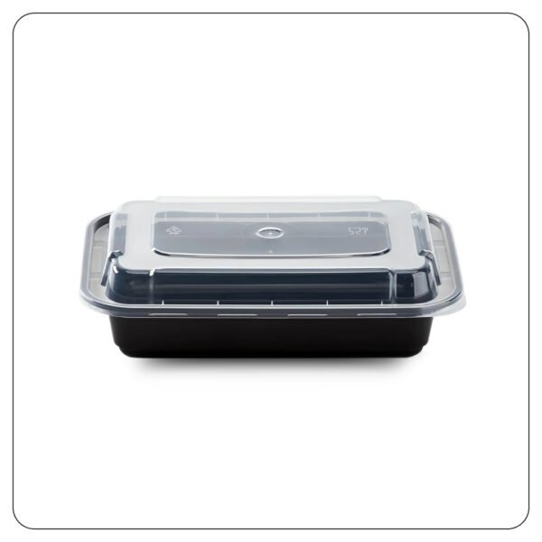 Microwaveable Rectangular Black Food Containers 16 Oz With Lids - Image 2