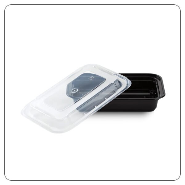 Microwaveable Rectangular Black Food Containers 16 Oz With Lids