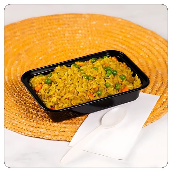 Microwaveable Rectangular Black Food Containers 16 Oz With Lids - Image 5