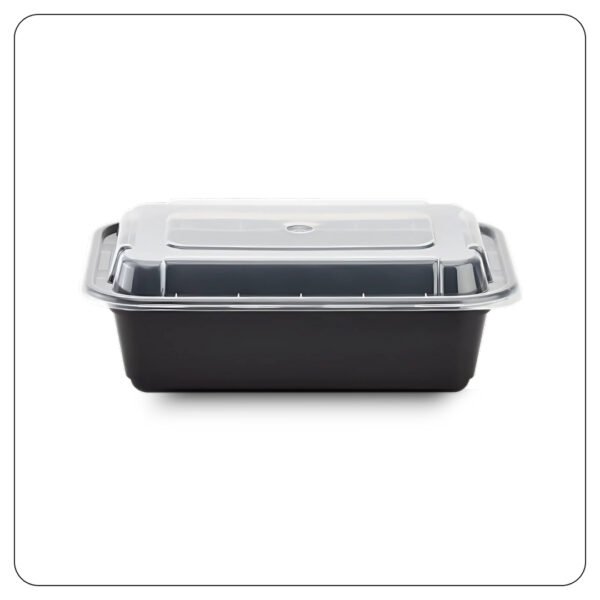 Microwaveable Rectangular Black Food Containers 24 Oz With Lids - Image 2