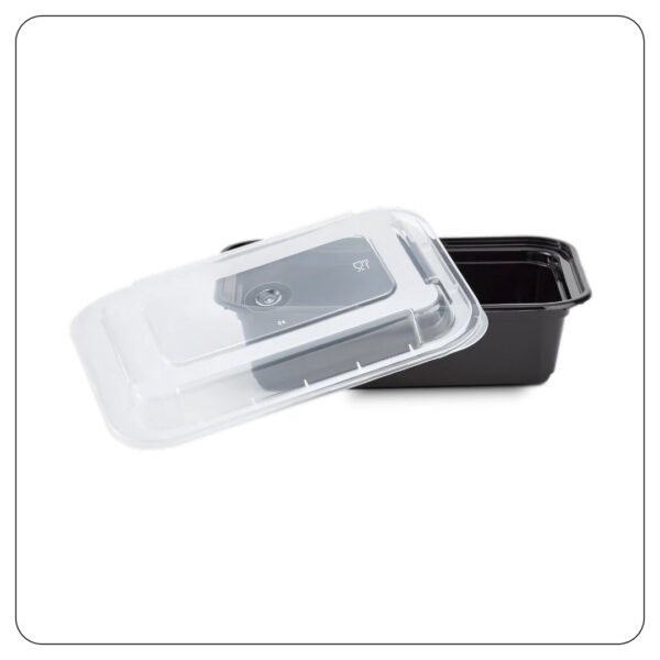 Microwaveable Rectangular Black Food Containers 24 Oz With Lids