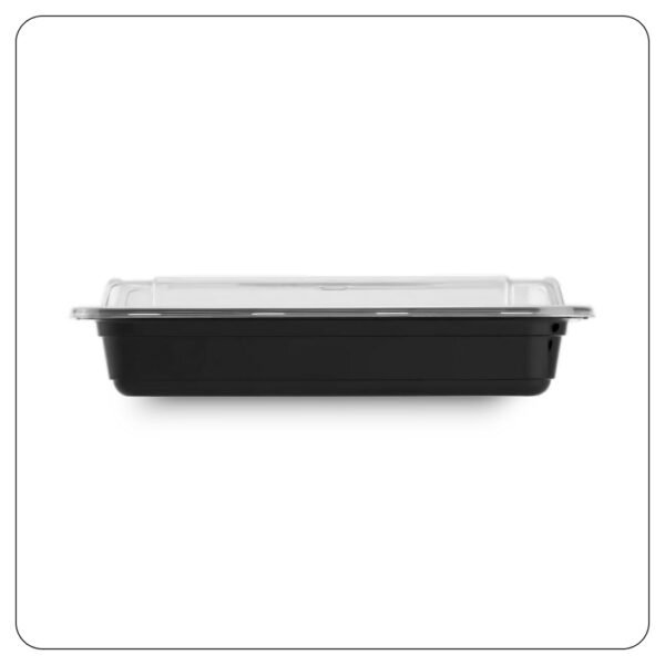 Microwaveable Rectangular Black Food Containers 28 Oz With Lids - Image 3