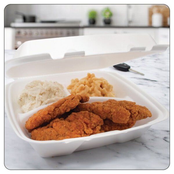 9x9 / Hinge Container Foam  Lid / 3 Compartment - Image 5