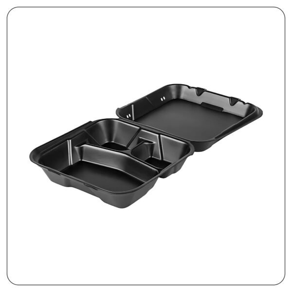 9x9x3 Compart Black  Vented Foam Container Black Vent - Image 3