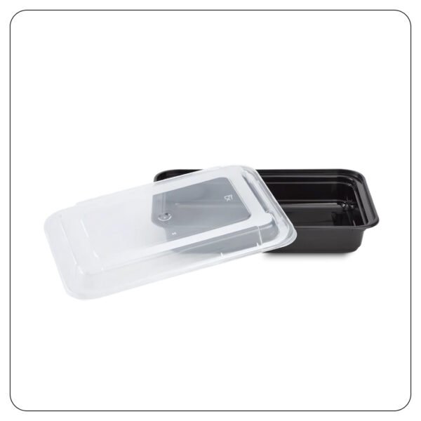 Microwaveable Rectangular Black Food Containers 28 Oz With Lids