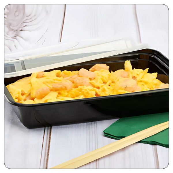 Microwaveable Rectangular Black Food Containers 28 Oz With Lids - Image 4