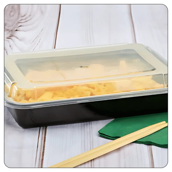 Microwaveable Rectangular Black Food Containers 28 Oz With Lids - Image 5