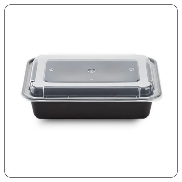 Microwaveable Rectangular Black Food Containers 38 Oz With Lids - Image 2