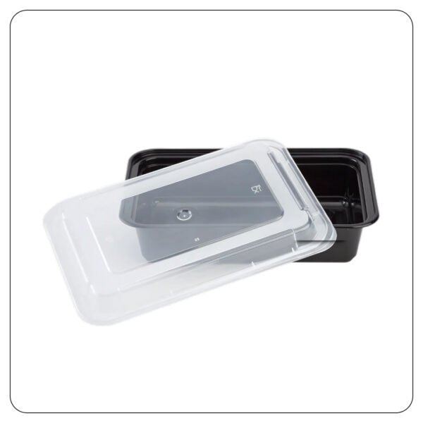 Microwaveable Rectangular Black Food Containers 38 Oz With Lids