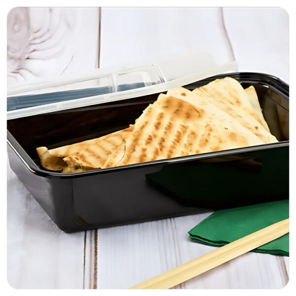 Microwaveable Rectangular Black Food Containers 38 Oz With Lids - Image 5
