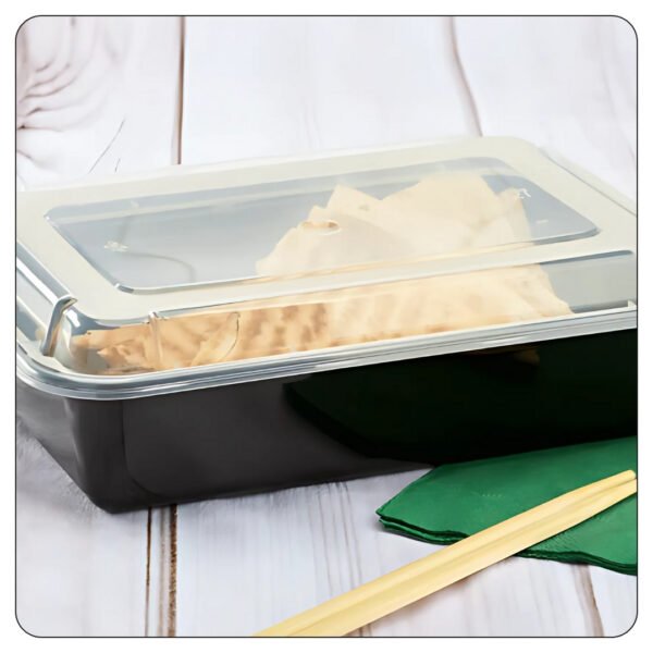 Microwaveable Rectangular Black Food Containers 38 Oz With Lids - Image 4