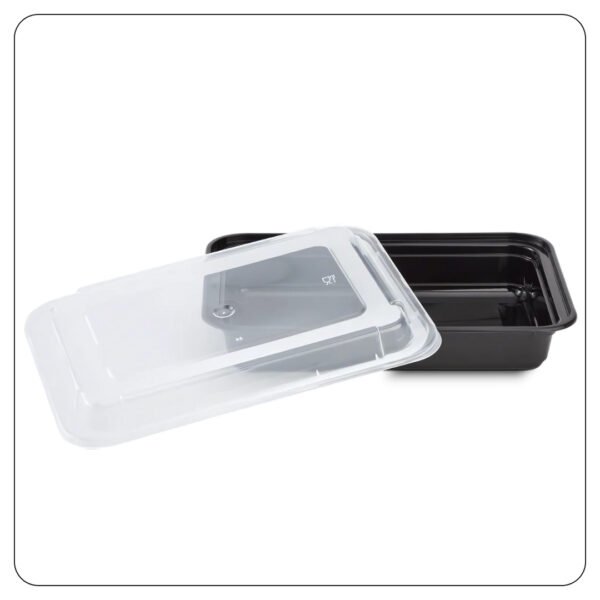 Microwaveable Rectangular Black Food Containers 32 Oz With Lids