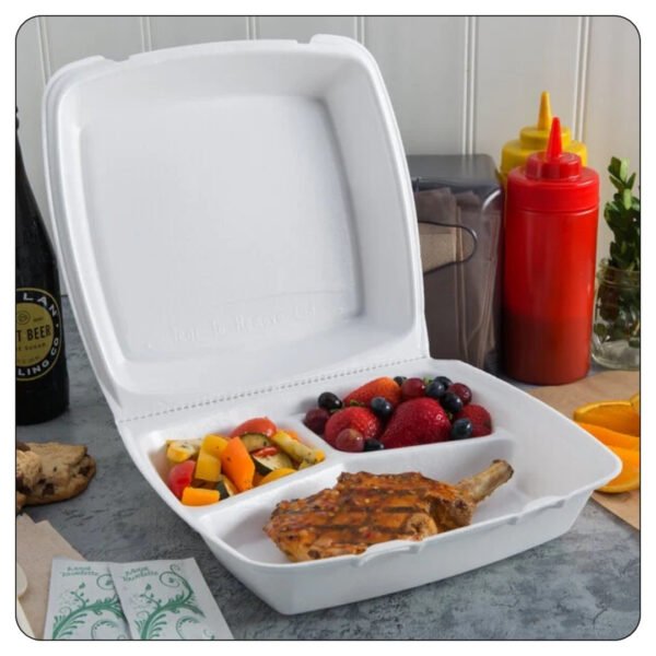 9x9 / Hinge Container Foam  Lid / 3 Compartment - Image 4