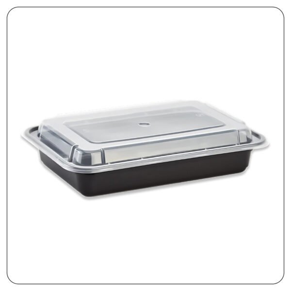 Microwaveable Rectangular Black Food Containers 32 Oz With Lids - Image 2