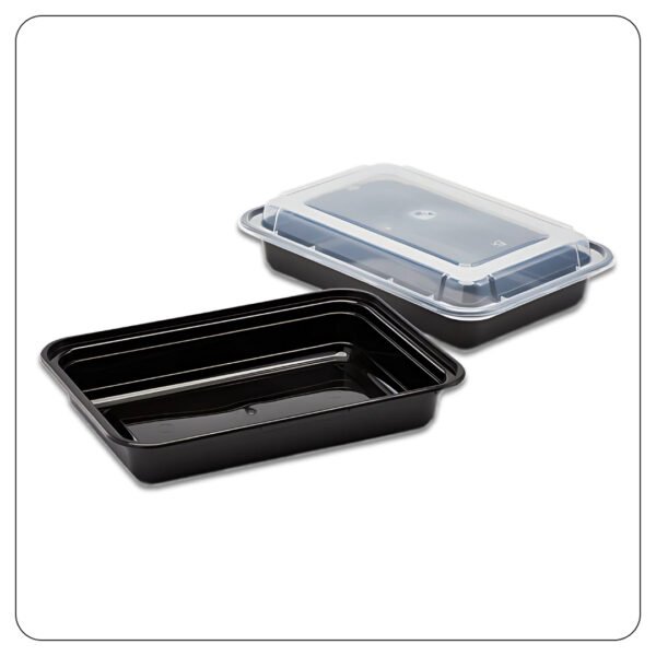 Microwaveable Rectangular Black Food Containers 32 Oz With Lids - Image 3