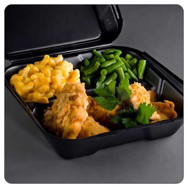 9x9x3 Compart Black  Vented Foam Container Black Vent - Image 5