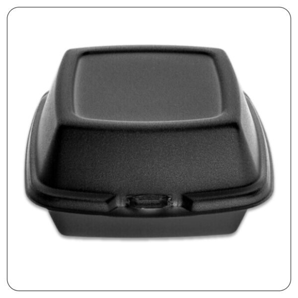 6" x 6" x 3" Black Foam Hinged Lid Container