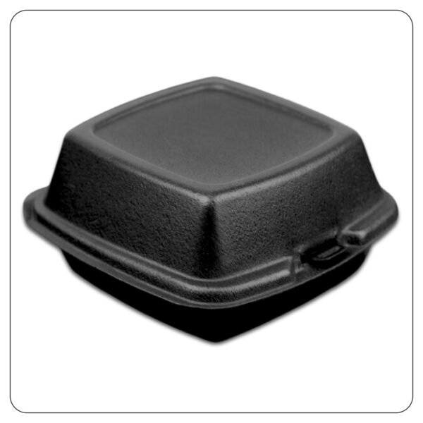 6" x 6" x 3" Black Foam Hinged Lid Container - Image 2