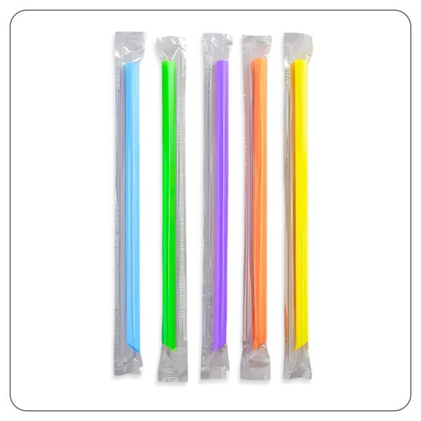 Straws Colossal Neon  9 In Paper Wrapped Straight Cut - Image 3