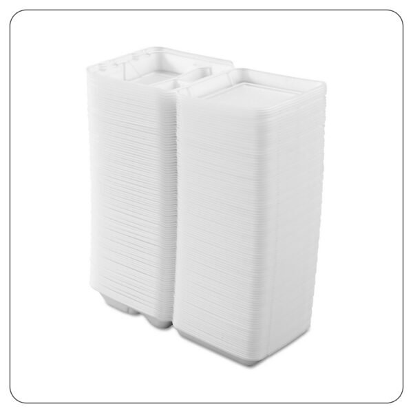 9x9x3 Container-Foam  Vent. White / 3 Compartment Hinged Lid - Image 3