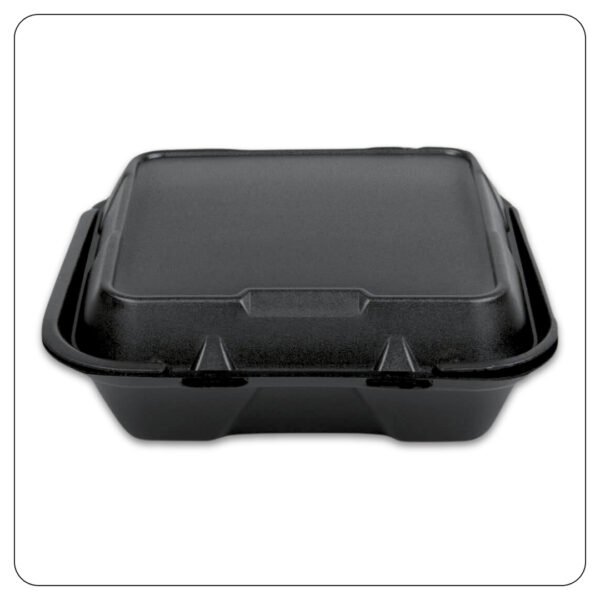 9x9 / 1 Compart Large Foam Hinged Container Black