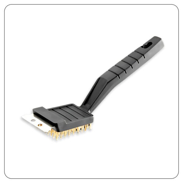 Brass Bristle Grill / Charbroiler Brush with Scraper 10 1/2"