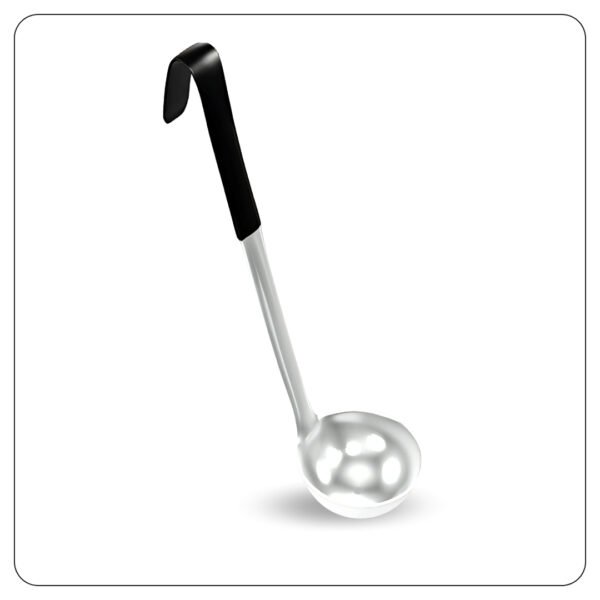 Stainless Steel Ladle with Black Coated Handle 6 Oz - Image 2