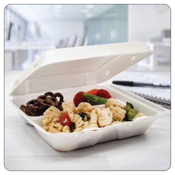 9x9x3 Container-Foam  Vent. White / 3 Compartment Hinged Lid - Image 4