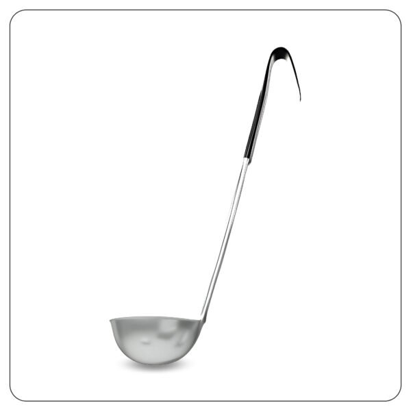 Stainless Steel Ladle with Black Coated Handle 6 Oz - Image 3