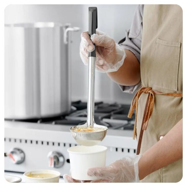 Stainless Steel Ladle with Black Coated Handle 6 Oz - Image 4
