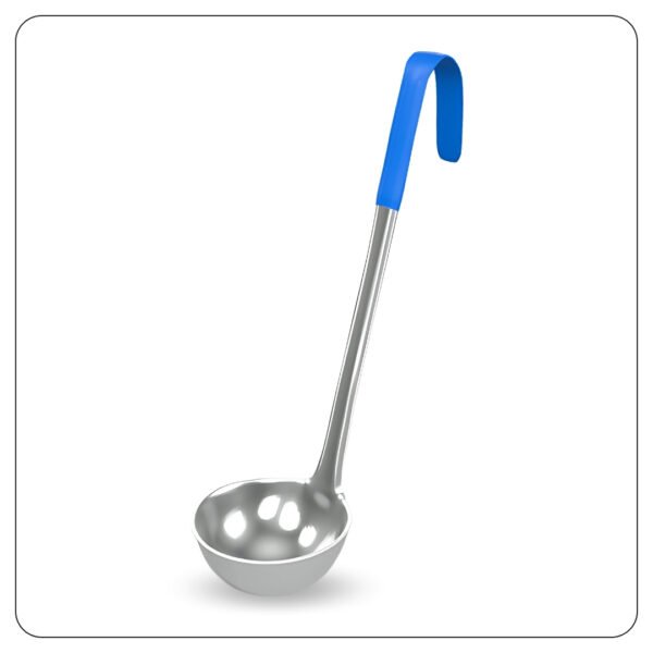 Stainless Steel Ladle with Blue Coated Handle 8 Oz - Image 3