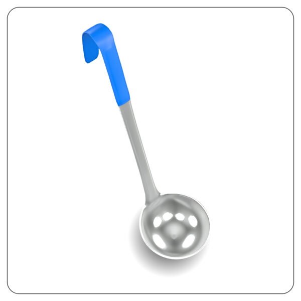 Stainless Steel Ladle with Blue Coated Handle 8 Oz - Image 2