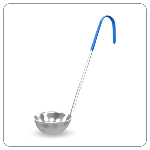 Stainless Steel Ladle with Blue Coated Handle 8 Oz