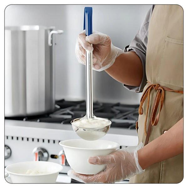 Stainless Steel Ladle with Blue Coated Handle 8 Oz - Image 4