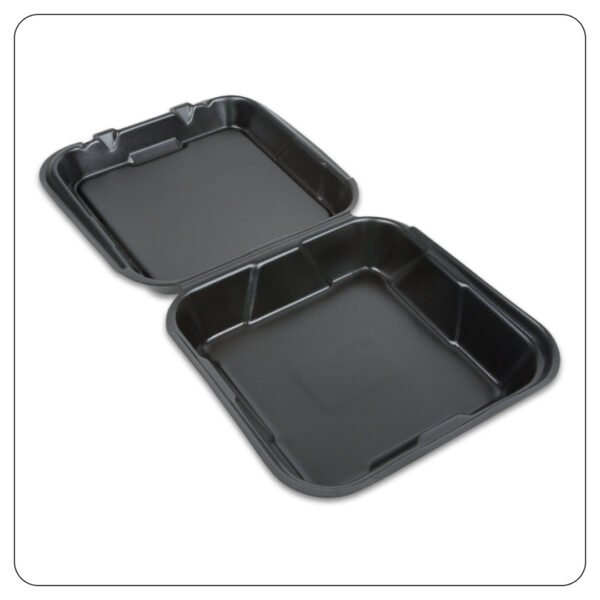 9x9 / 1 Compart Large Foam Hinged Container Black - Image 3