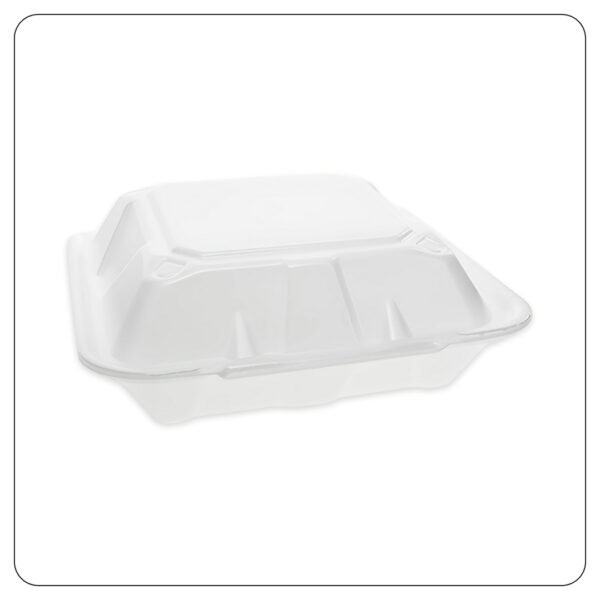 9x9x3 White Foam Square Take Out Container with Hinged