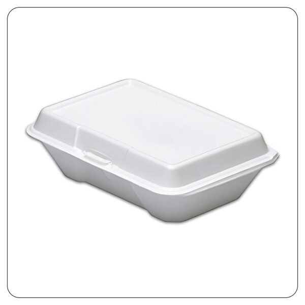 9x6x3 White Foam Rectangular Container Hinged Lid