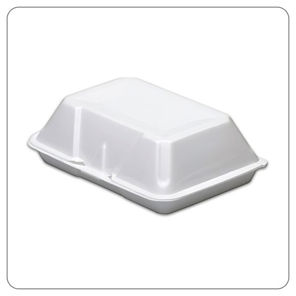 9x6x3 White Foam Rectangular Container Hinged Lid - Image 2