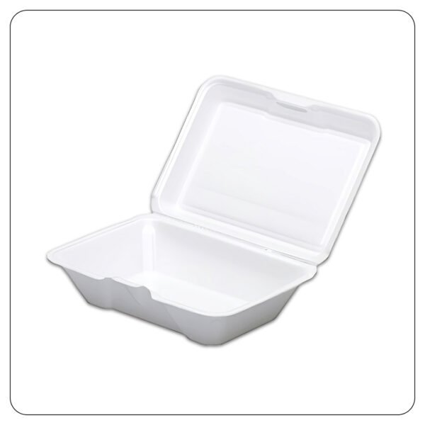 9x6x3 White Foam Rectangular Container Hinged Lid - Image 3