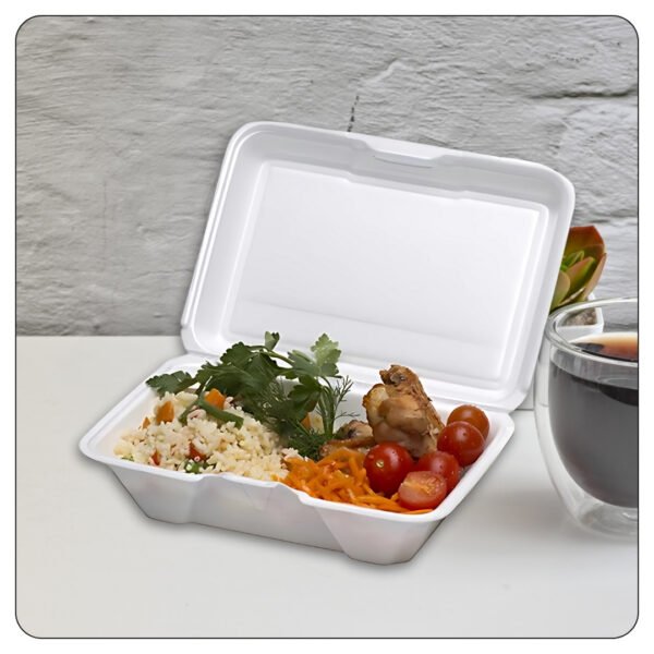 9x6x3 White Foam Rectangular Container Hinged Lid - Image 4