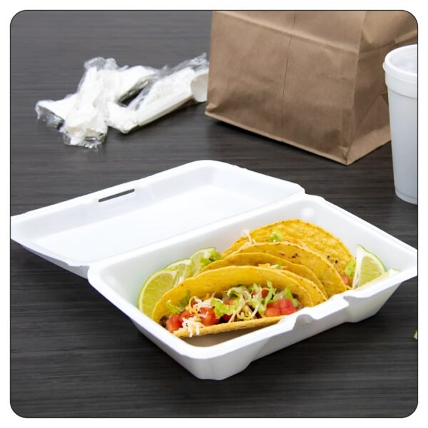 9x6x3 White Foam Rectangular Container Hinged Lid - Image 5