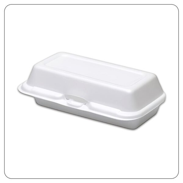 10x5x3 White Foam Hoagie Take Out Container with Perforated Hinged Lid