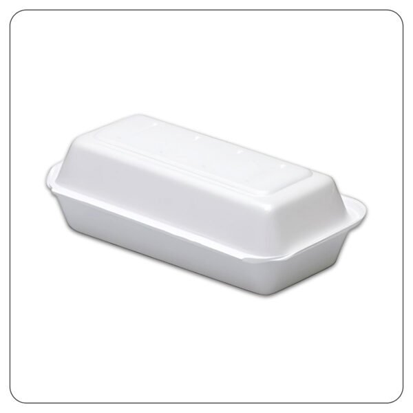 10x5x3 White Foam Hoagie Take Out Container with Perforated Hinged Lid - Image 2