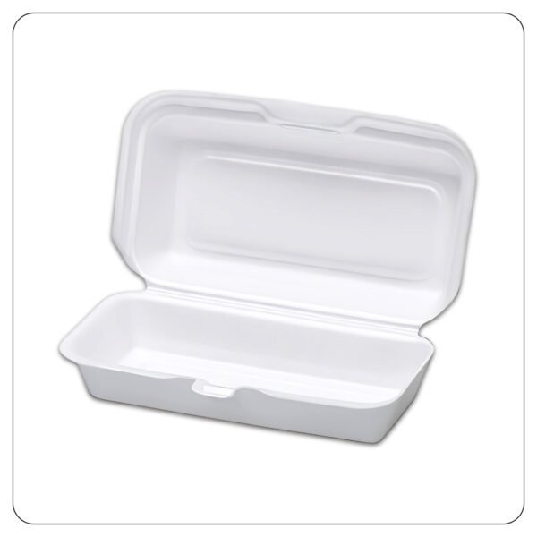 10x5x3 White Foam Hoagie Take Out Container with Perforated Hinged Lid - Image 3